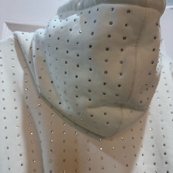 AKIRA Cream cropped Hoodie with Crystal Rhinestone Accents - Picture 12 of 14